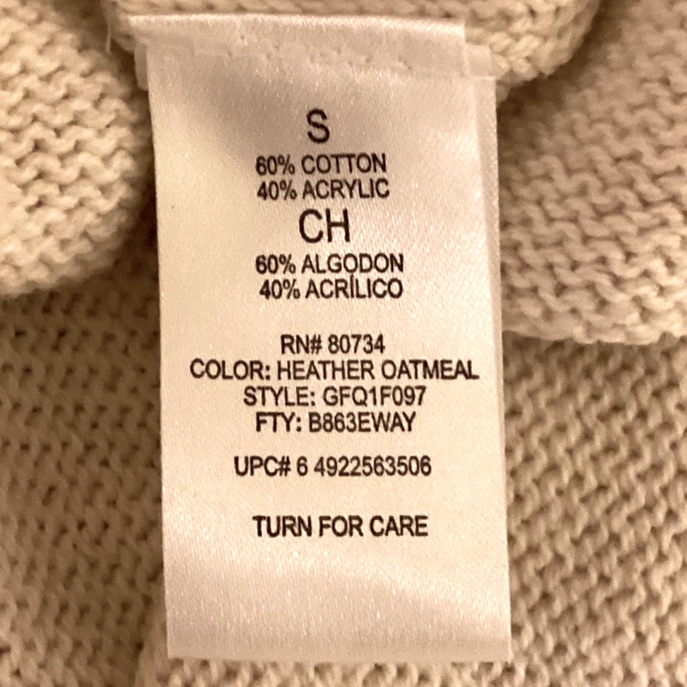 BCBG Paris Turtle Neck Sweater Heather Oatmeal - Picture 7 of 8